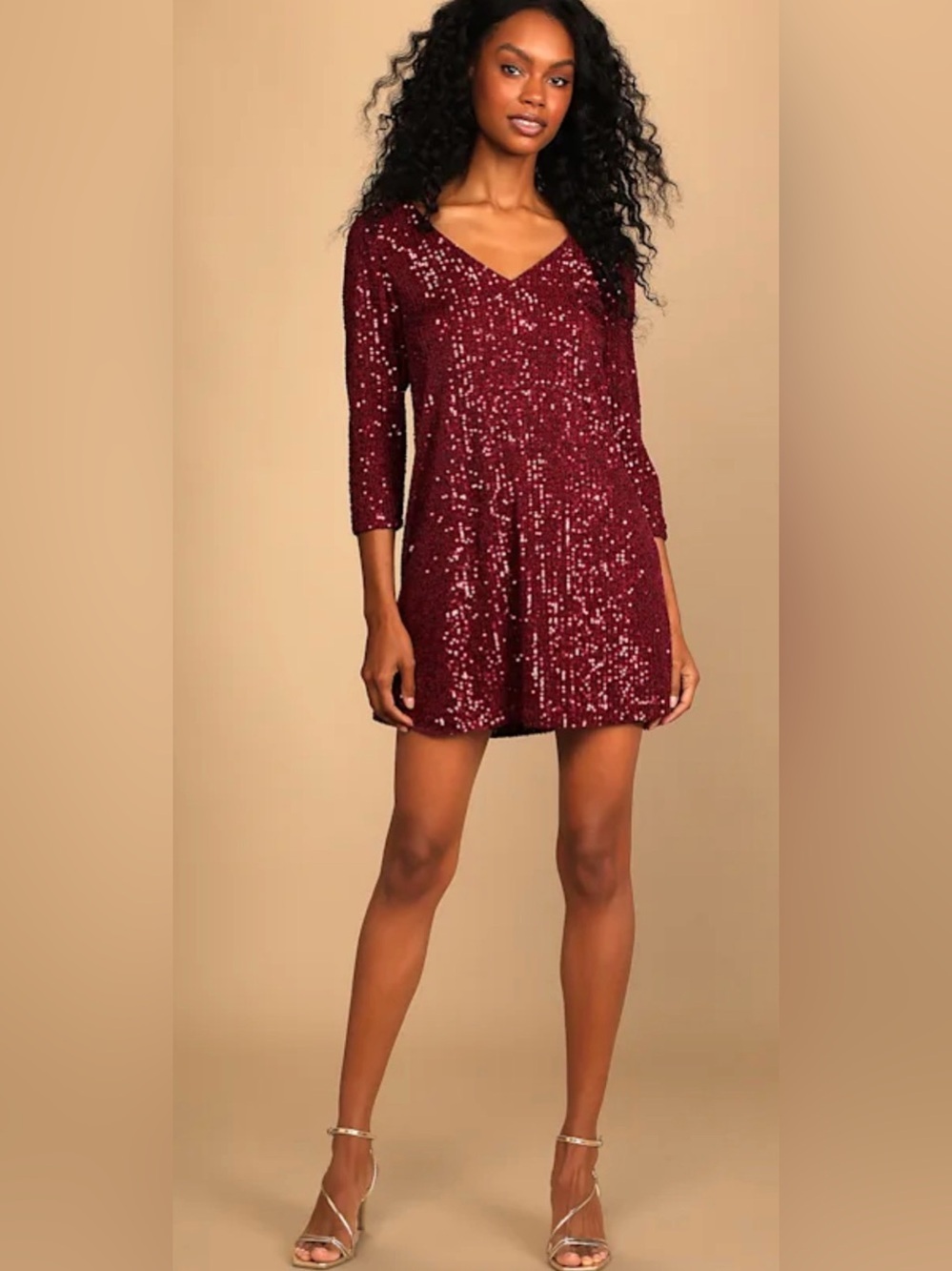 Lulu's Red Sequin Midi Dress